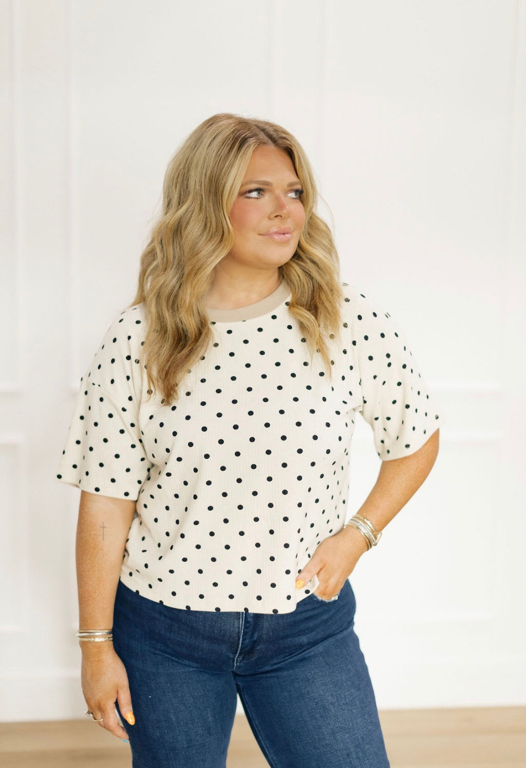 Cream Canvas Polka Top