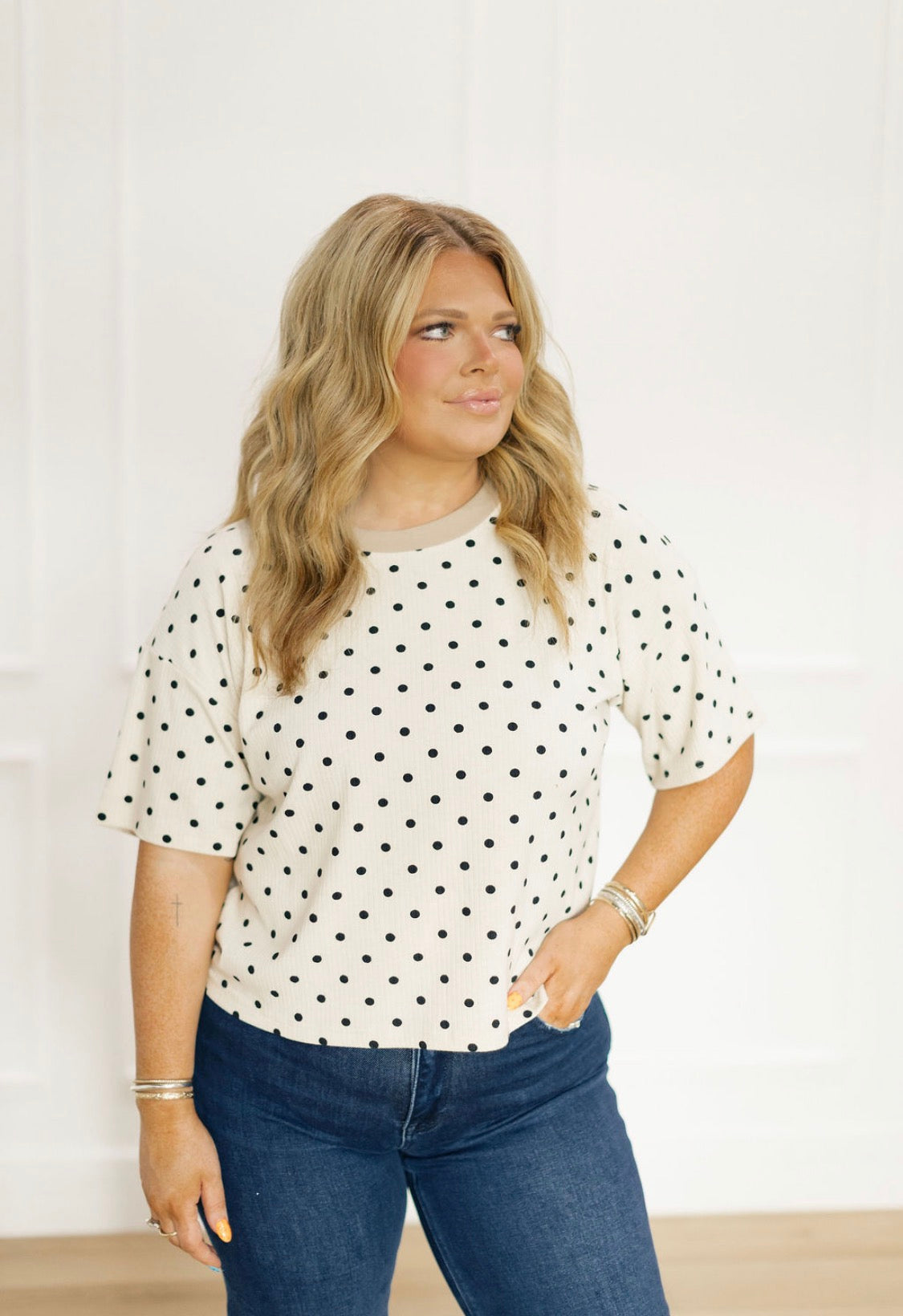 Cream Canvas Polka Top
