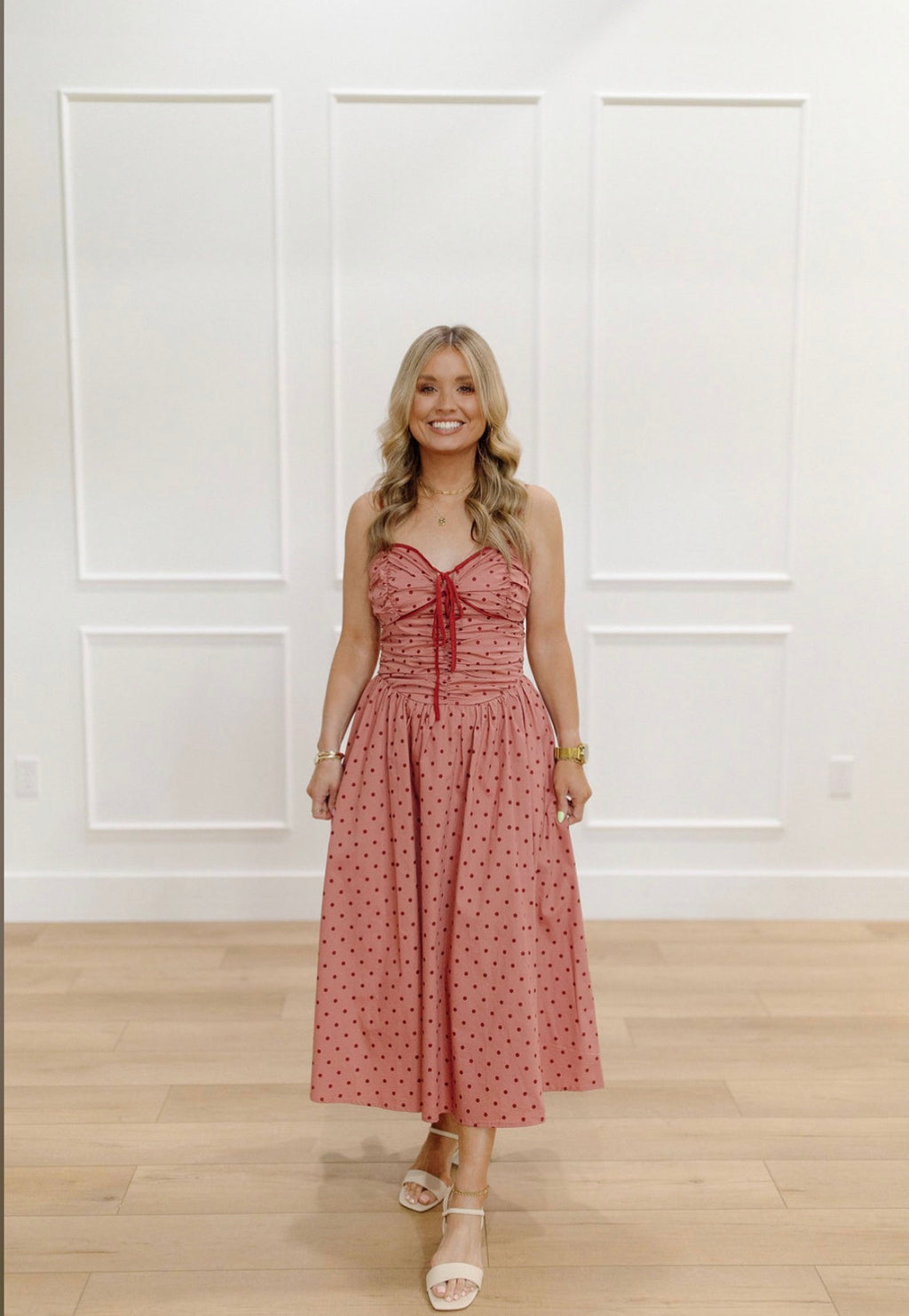 Red Velvet Dot Dress