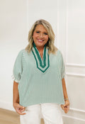 Green Timeless Striped Blouse