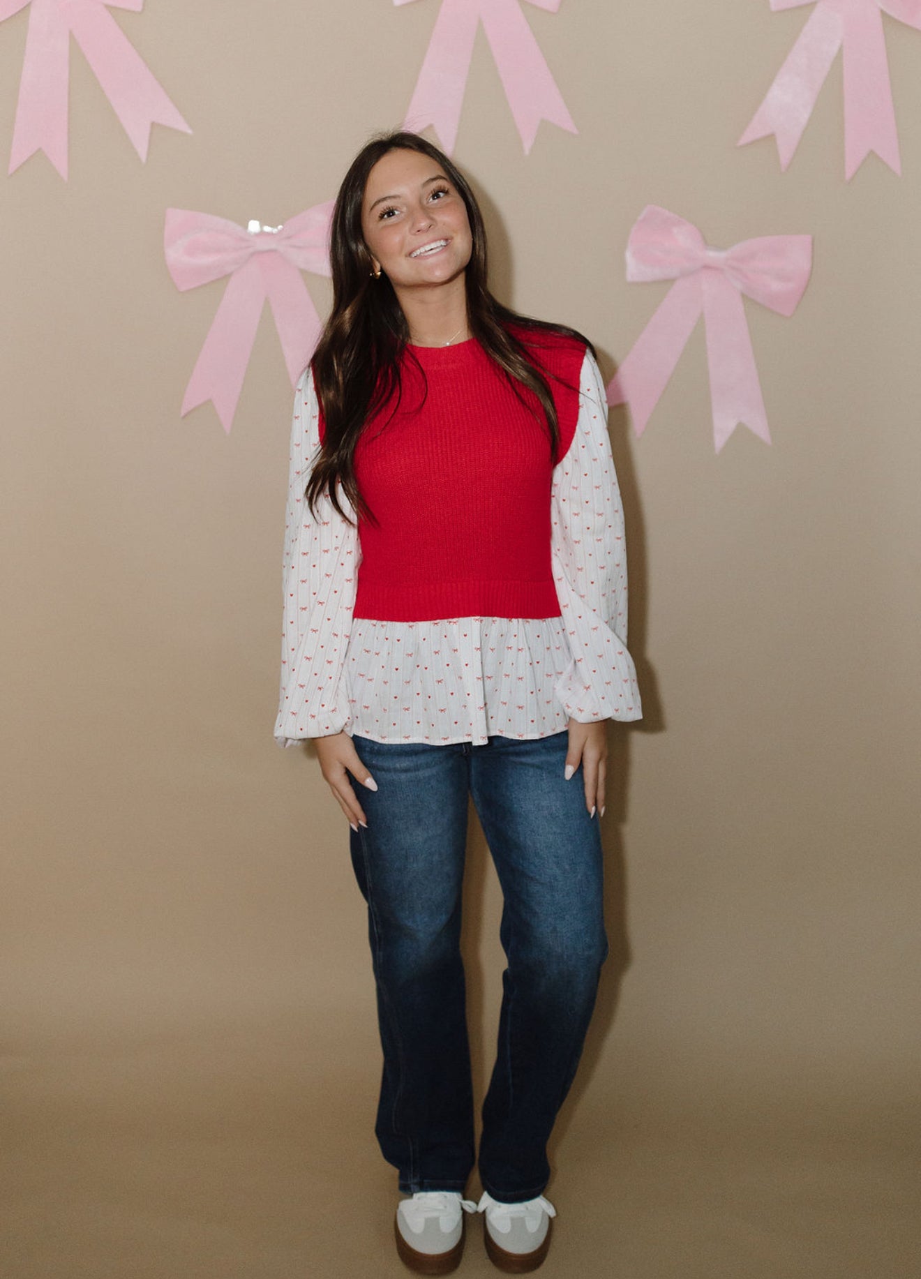 Sweetheart Knit Blouse with Underlay