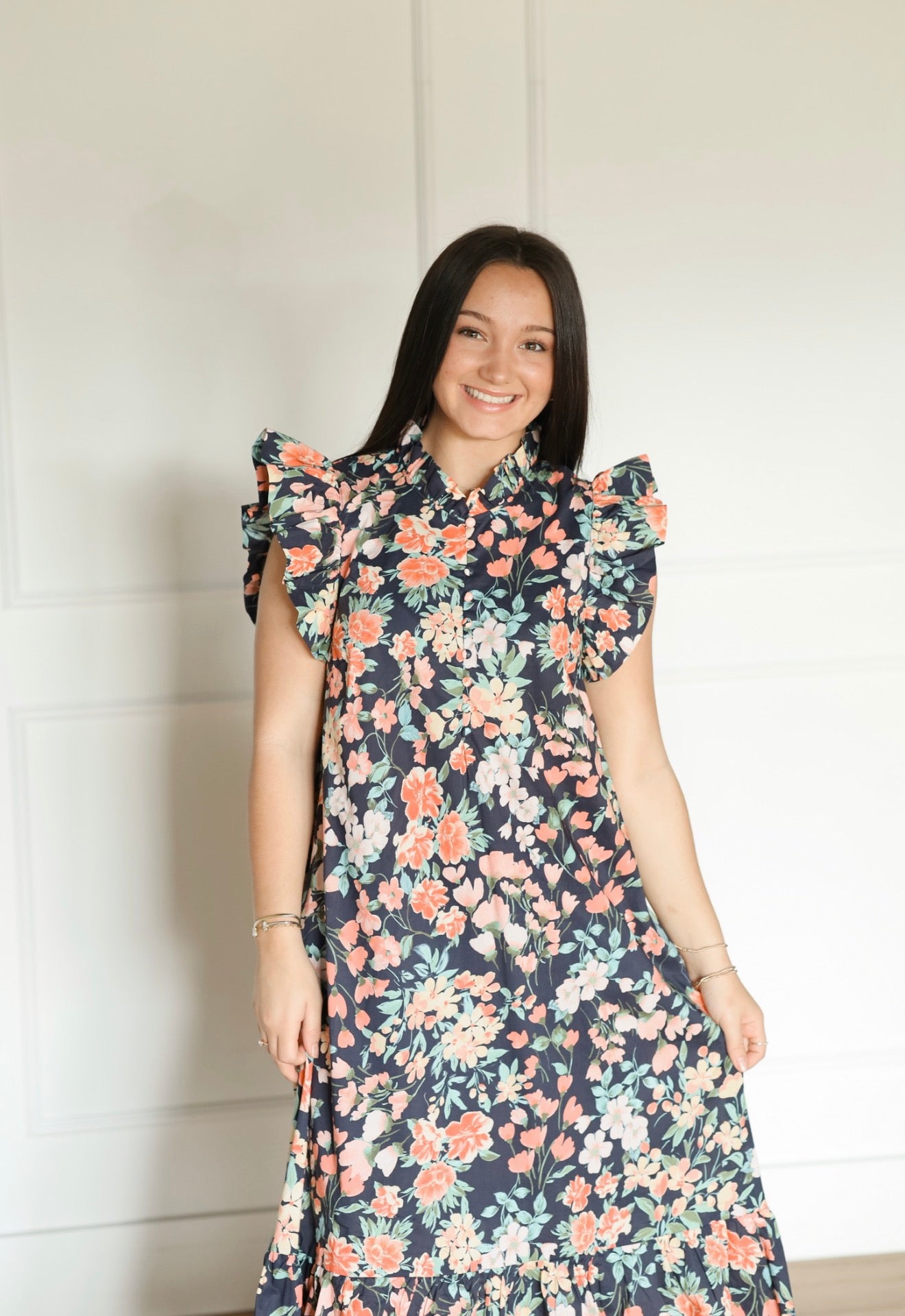 Coral Mint Blossom Dress