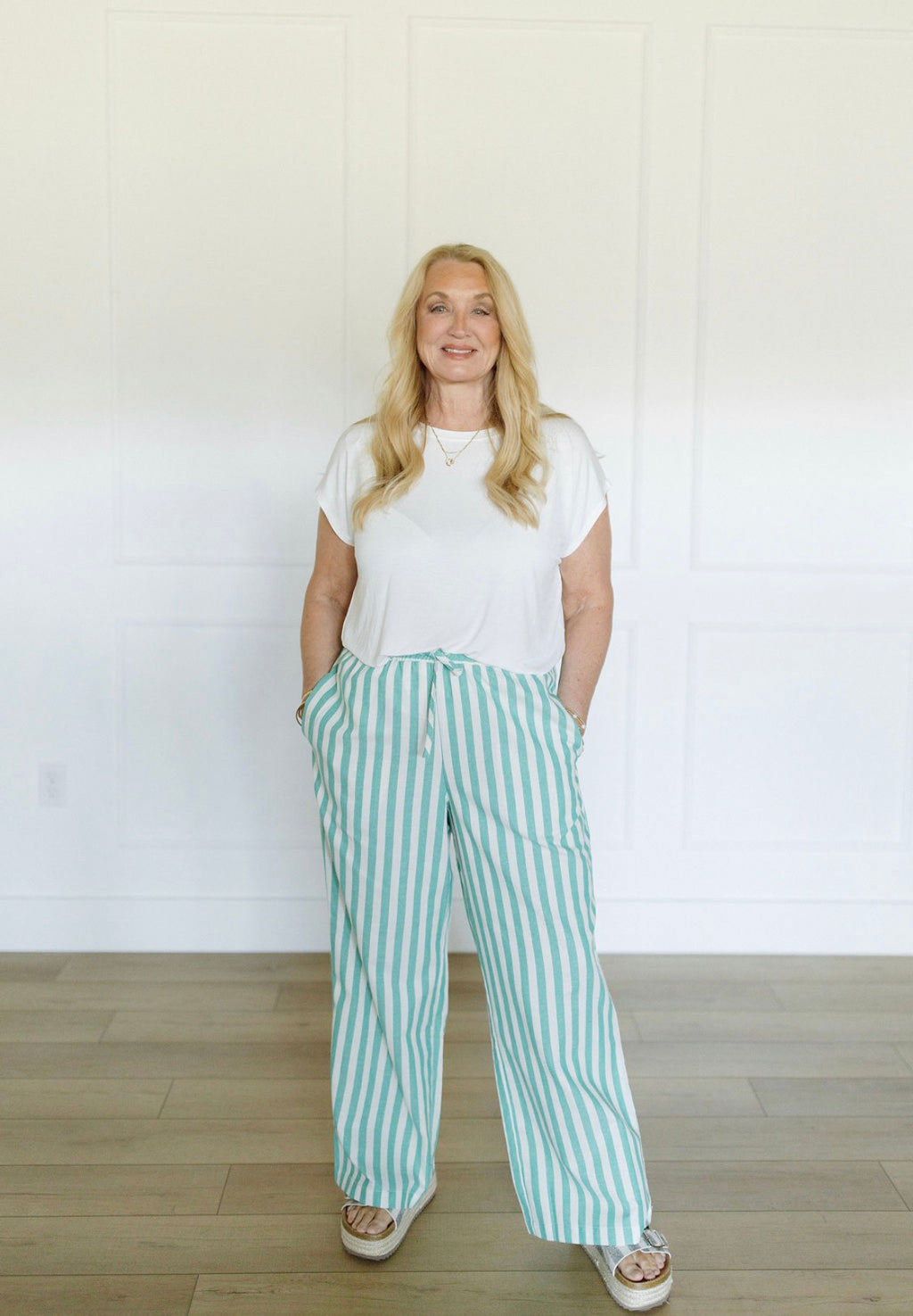Teal Tide Stripe Pant