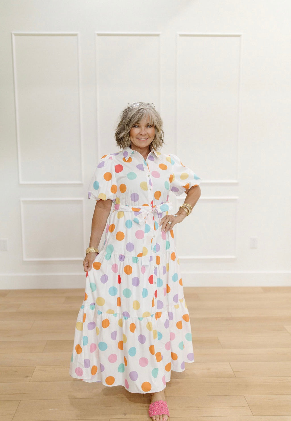 Confetti Dot Poplin Maxi Dress