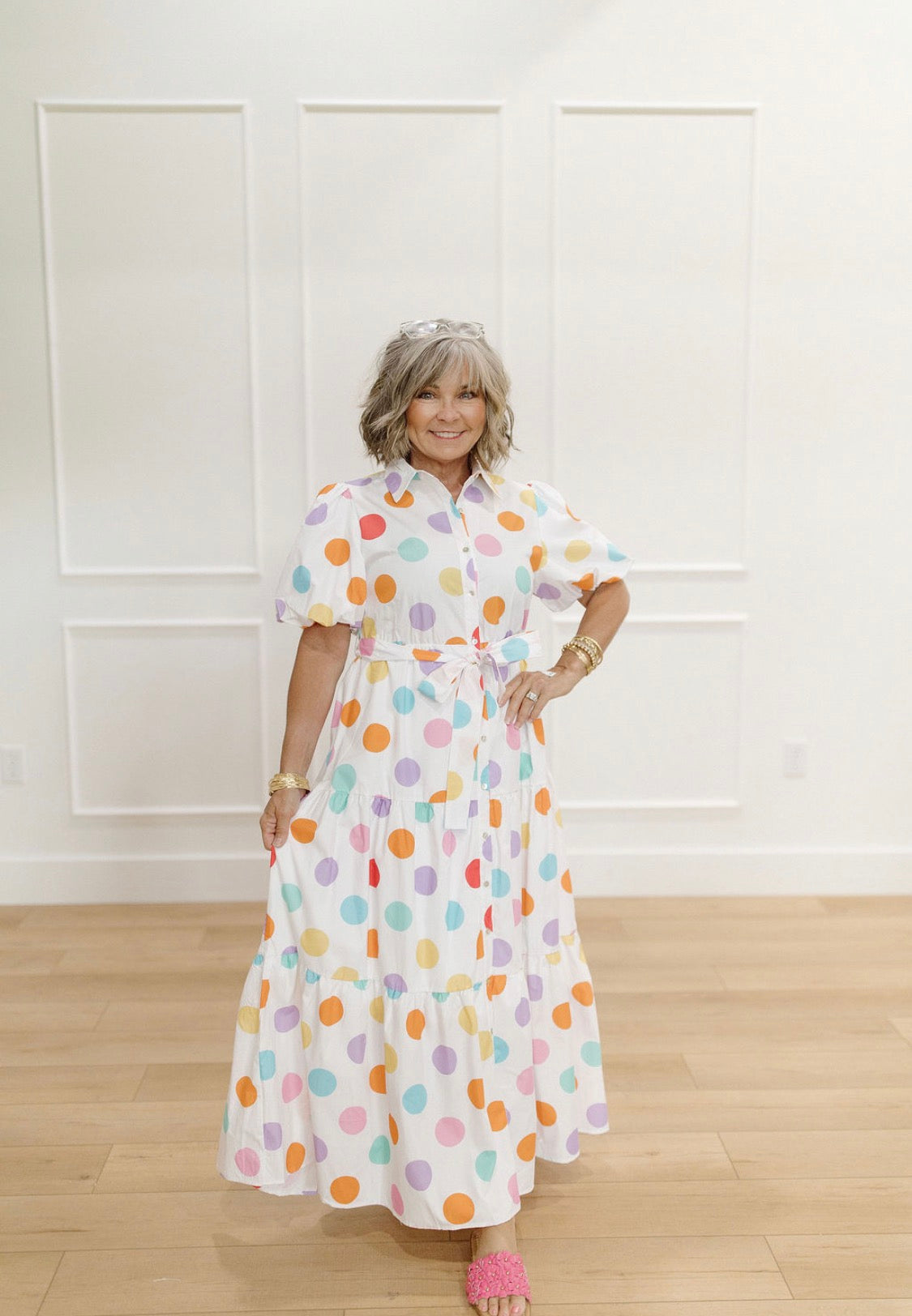 Confetti Dot Poplin Maxi Dress