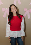 Sweetheart Knit Blouse with Underlay