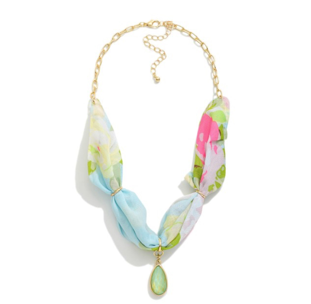 Floral Scarf & Chain Link Necklace