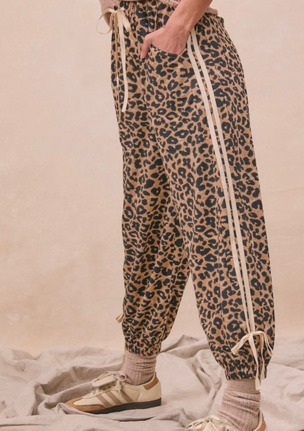 Leopard Print Waffle Jogger Pant