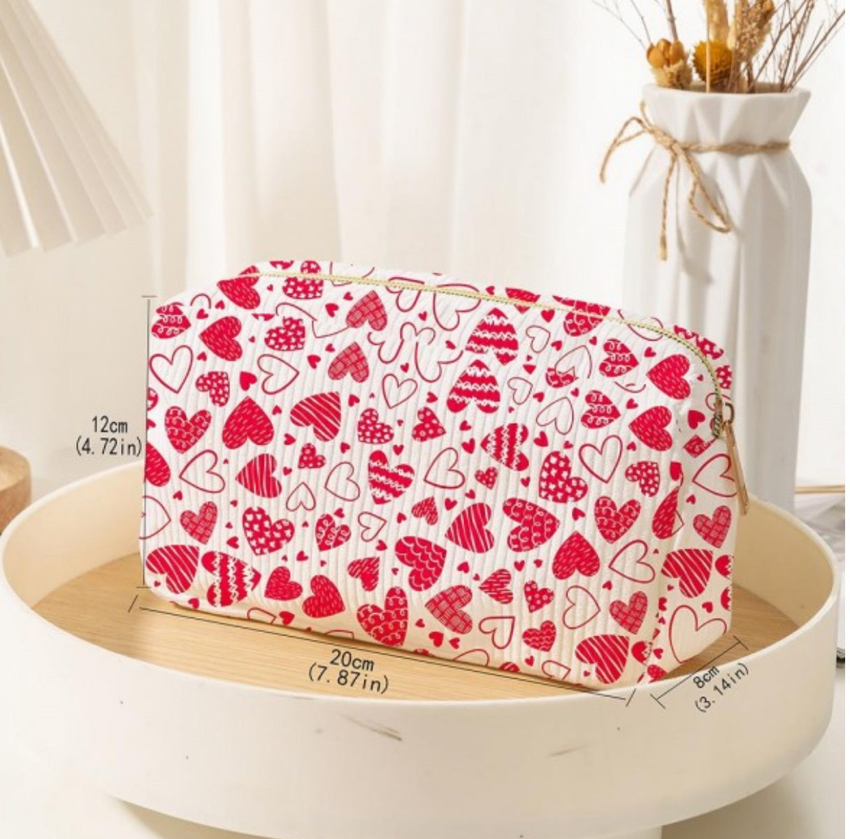 Hearts Corduroy Make Up Pouch