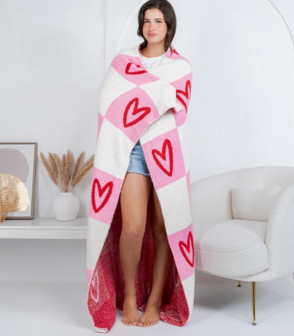 Checkered Hearts Blanket