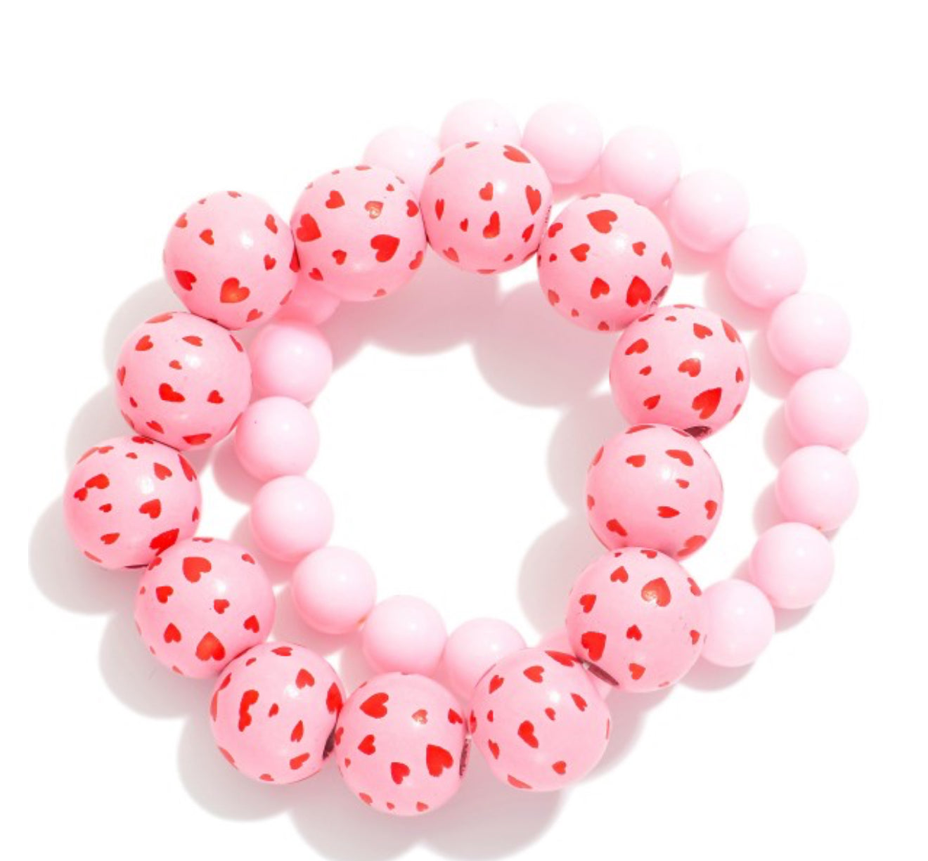 Wood Beads & Hearts Bracelet