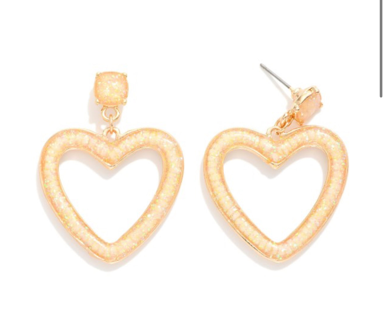 Heart Post Drop Earrings