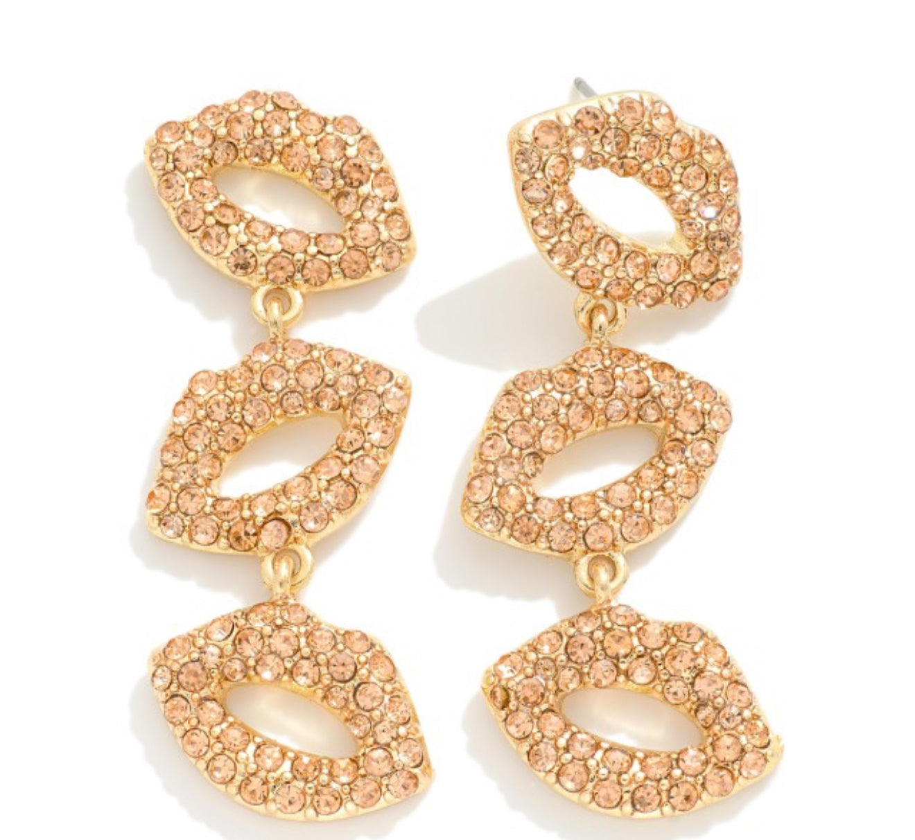 Rhinestone Studded Valentines Kiss Drop Earring