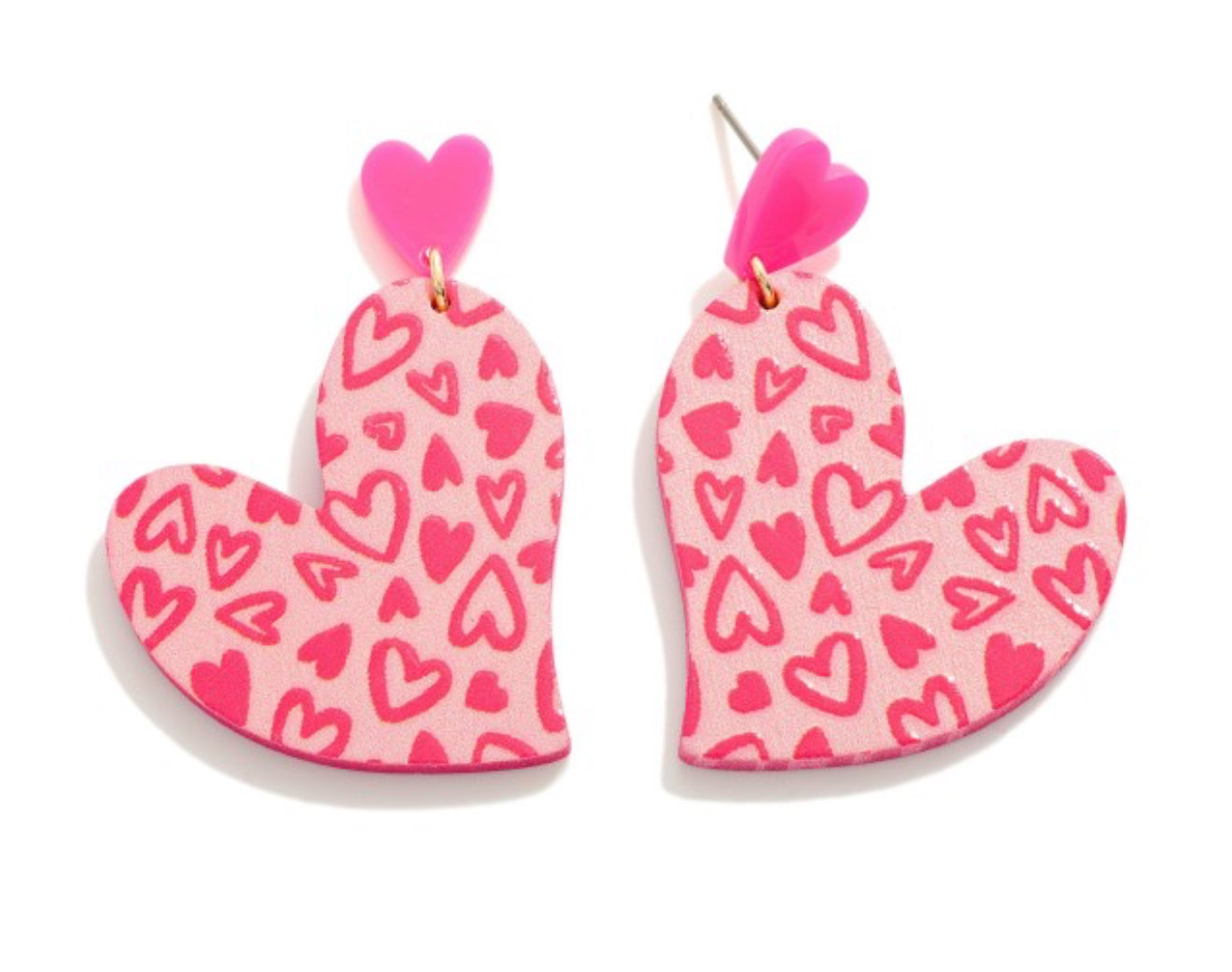 Wood Heart Drop Earring