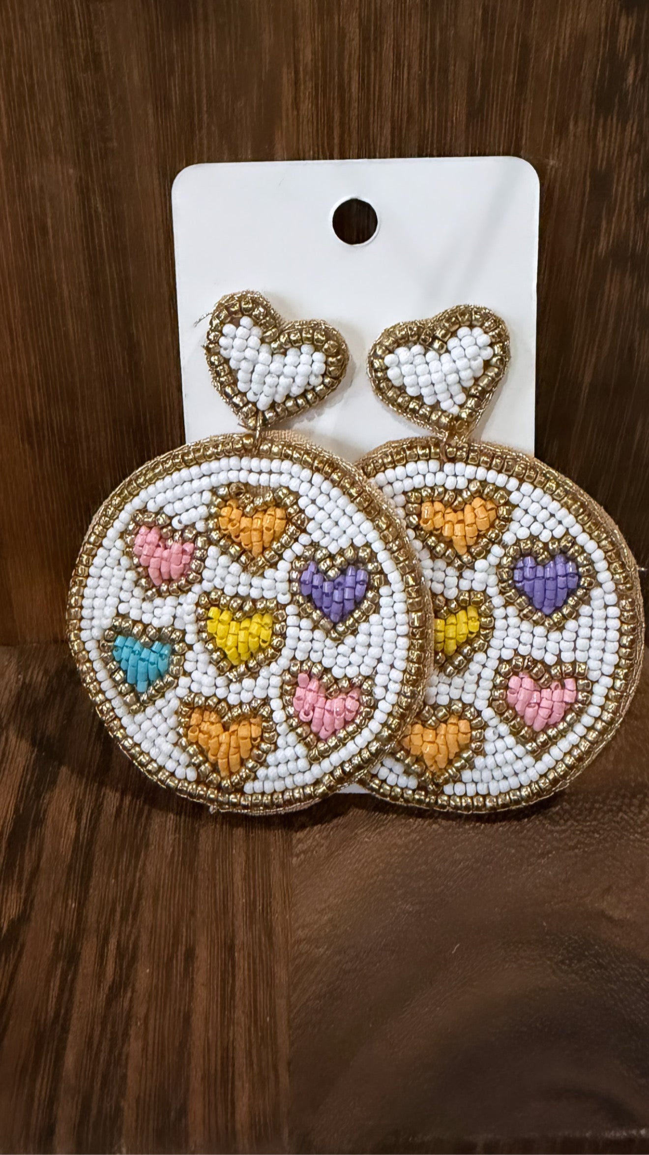 Beaded Hearts Drop Earrings