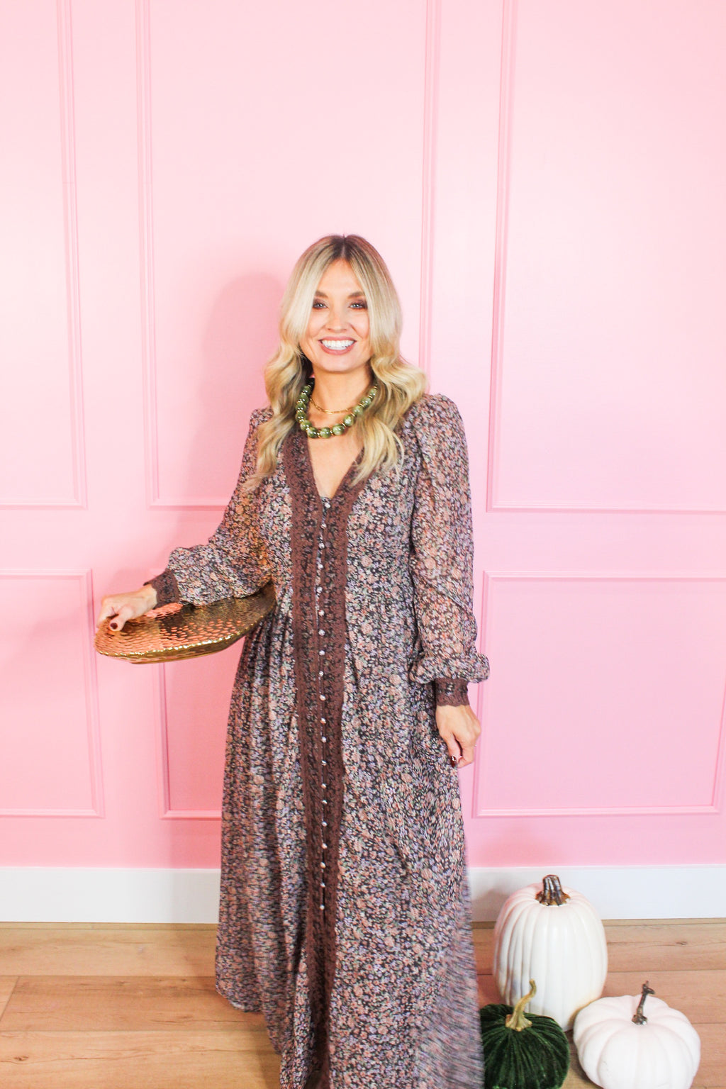 Cocoa Blossom Button Dress