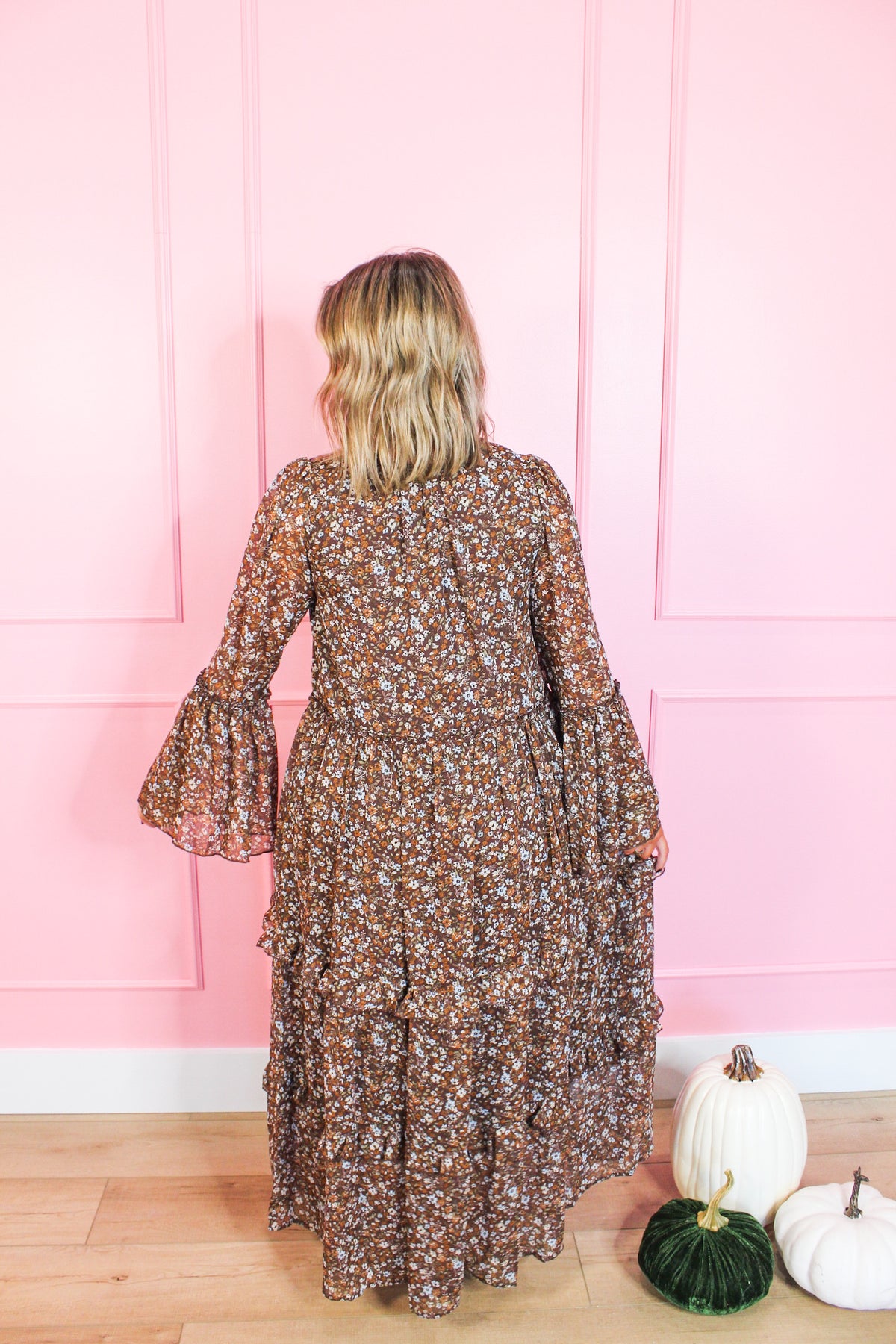 Harvest Bloom V-Neck Dress