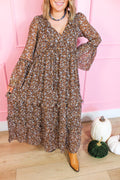 Harvest Bloom V-Neck Dress