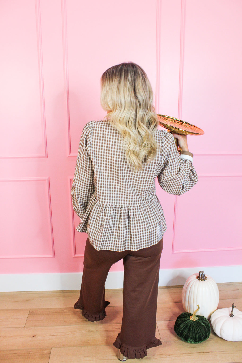Just a Little Ruffle Pant in Brown