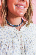 Blue Faceted Crystal Rondelle Necklace