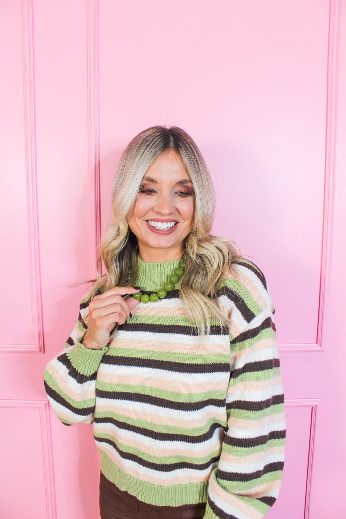 Olive Chunky Round Necklace