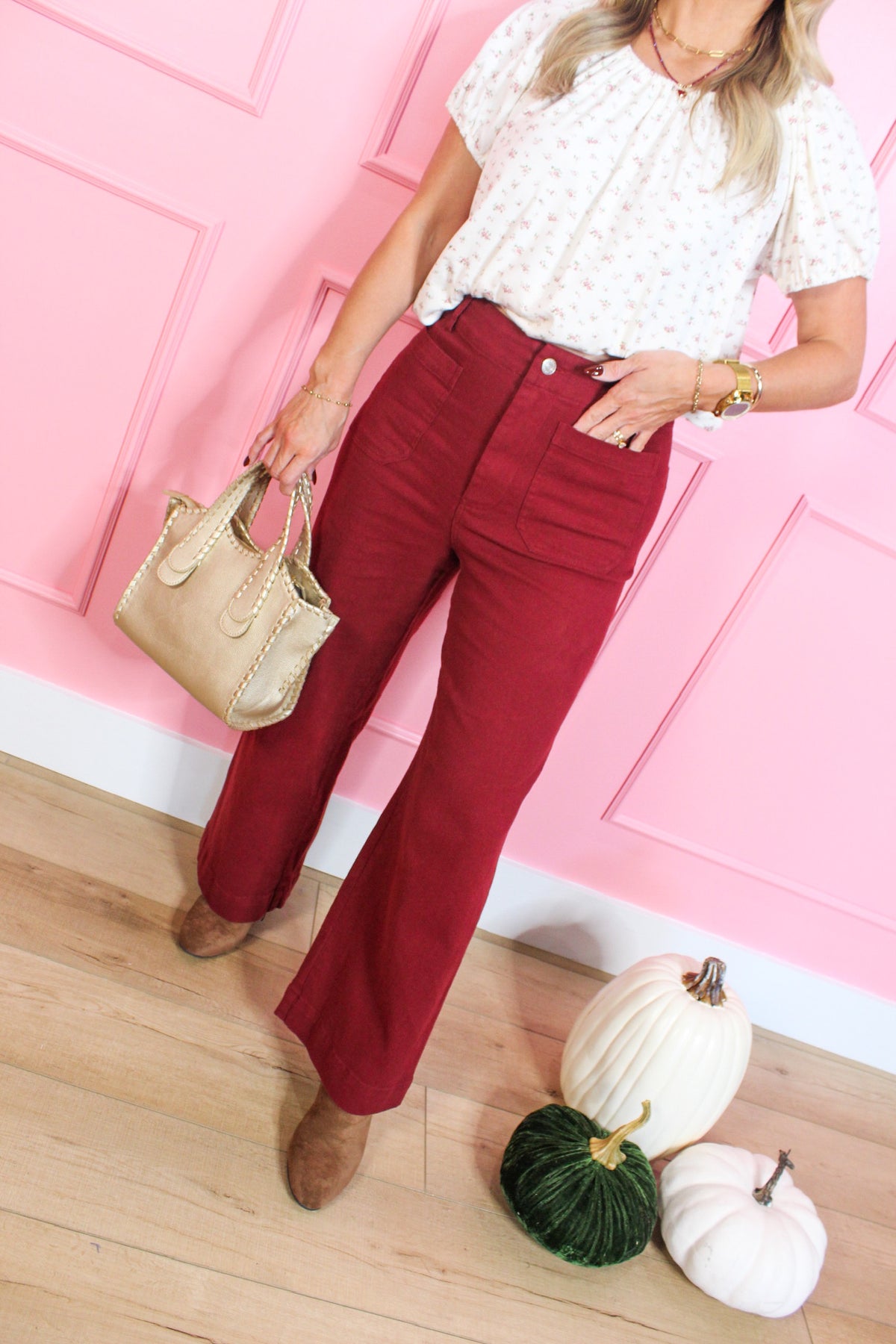 The Daily Darling Pant in Burgundy