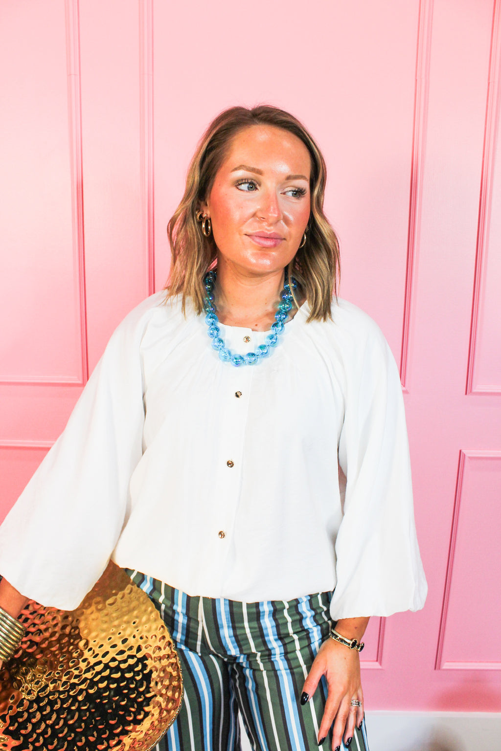 Turquoise Iridescent Chunky Bead Necklace