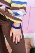 Blue Marbled Acetate Beaded Bracelet