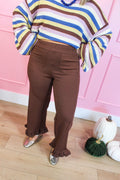 Just a Little Ruffle Pant in Brown