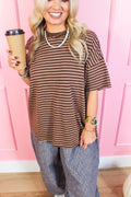 Mocha Stripe Boxy Tee
