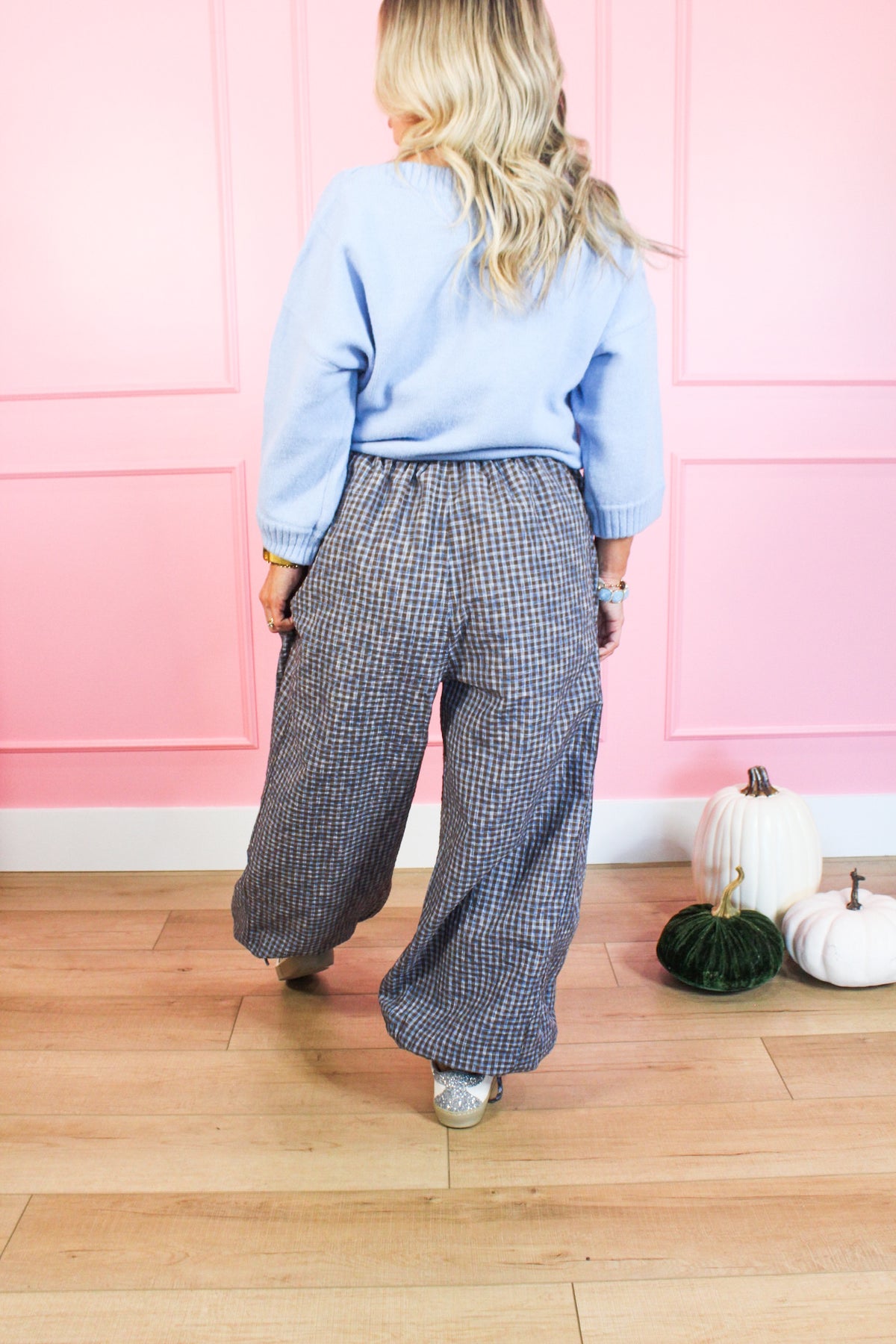 Sweet Bow Gingham Pant in Blue