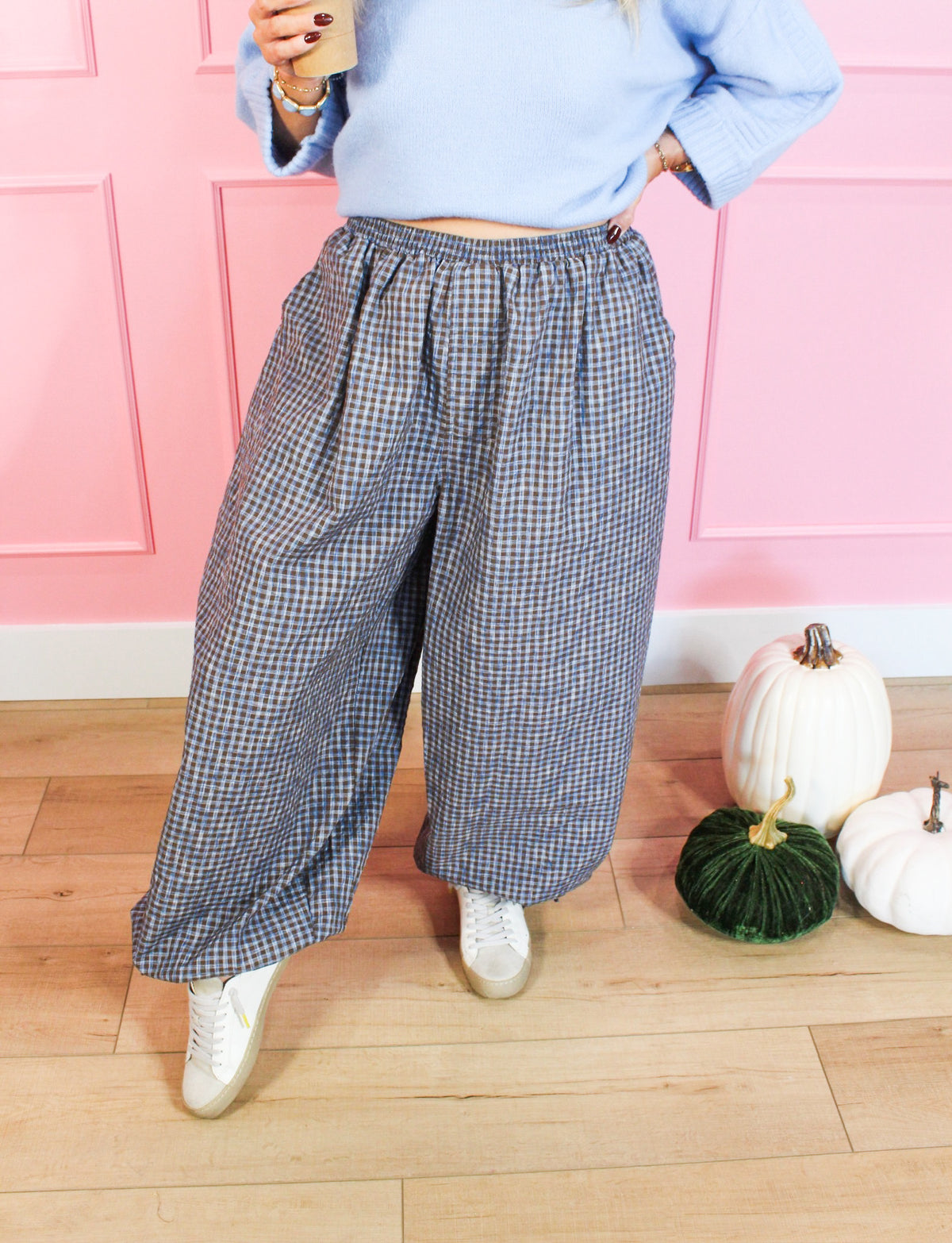 Sweet Bow Gingham Pant in Blue