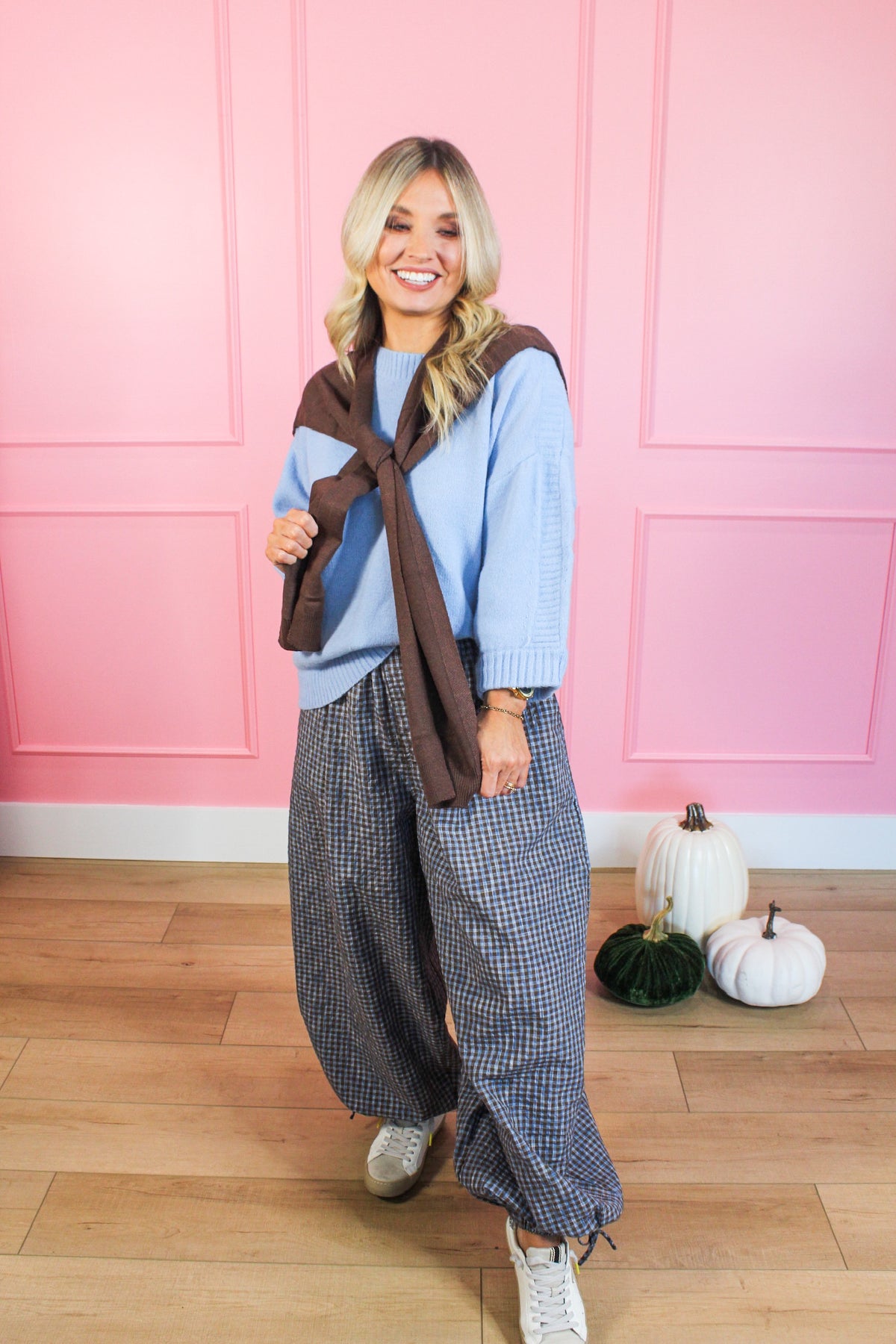 Sweet Bow Gingham Pant in Blue