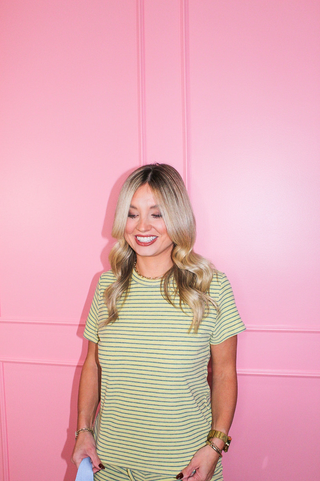 Easy Like Sunday Striped Lounge Set in Yellow