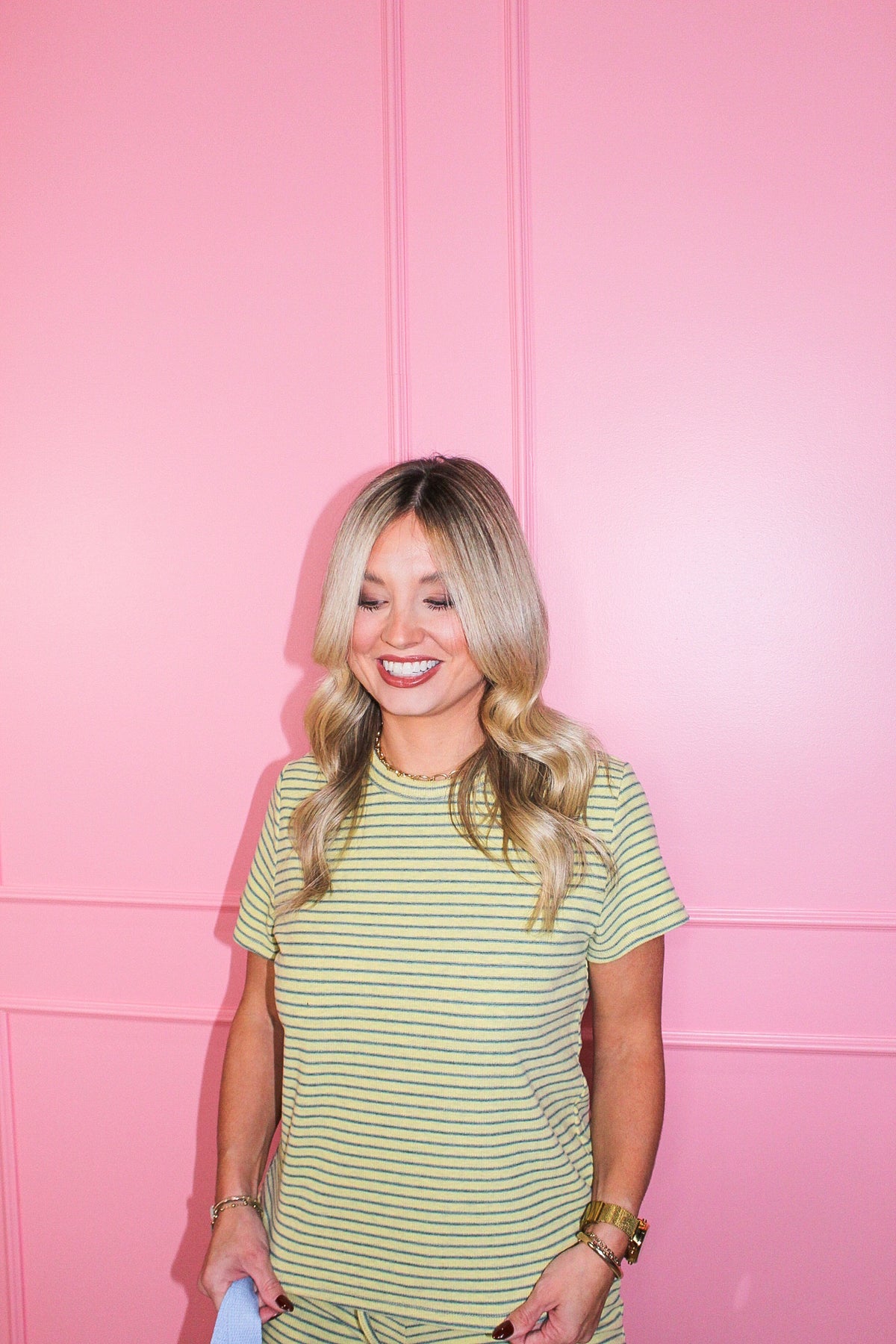 Easy Like Sunday Striped Lounge Set in Yellow