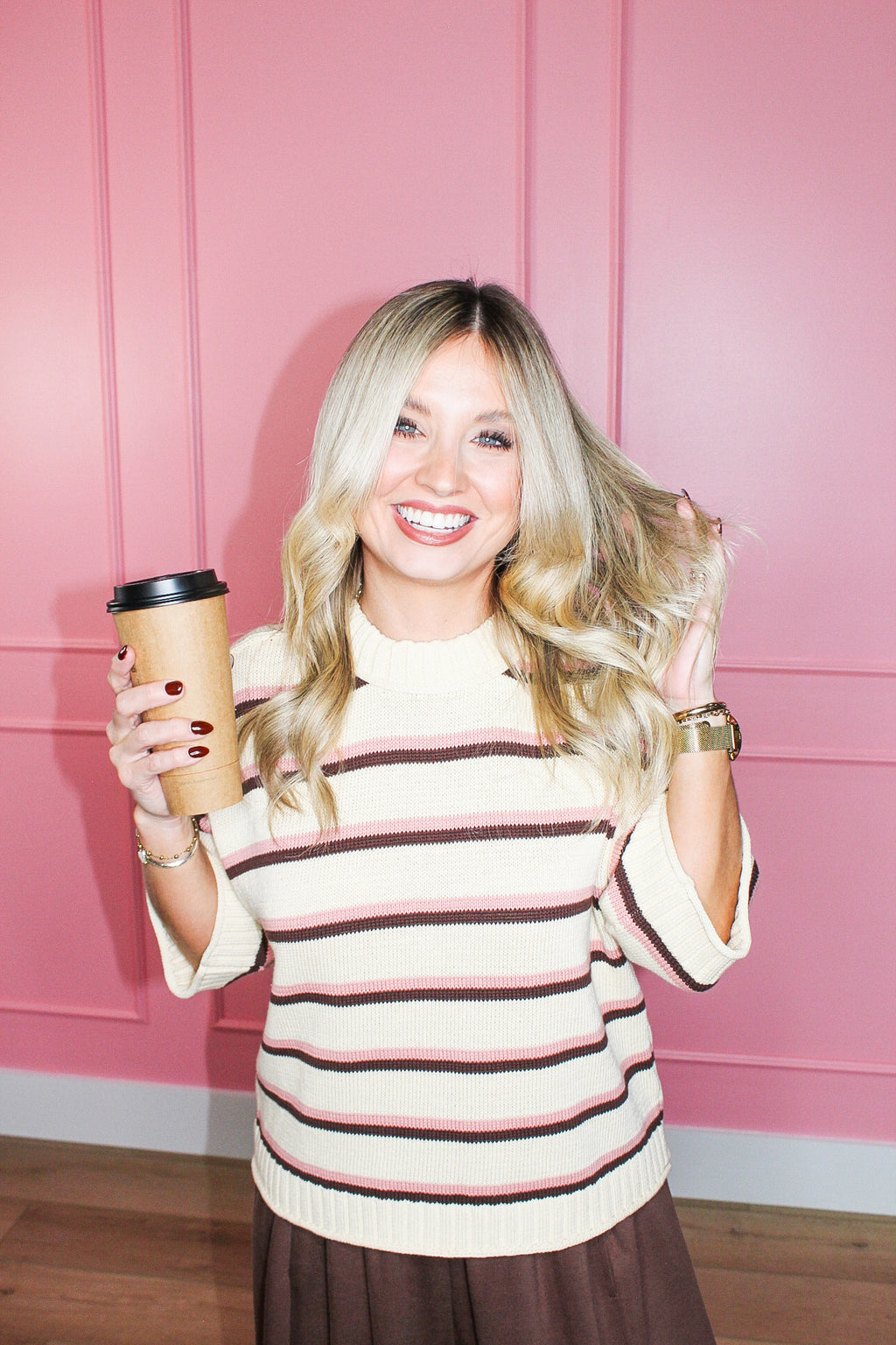 Cocoa & Rose Stripe Sweater in Oatmeal
