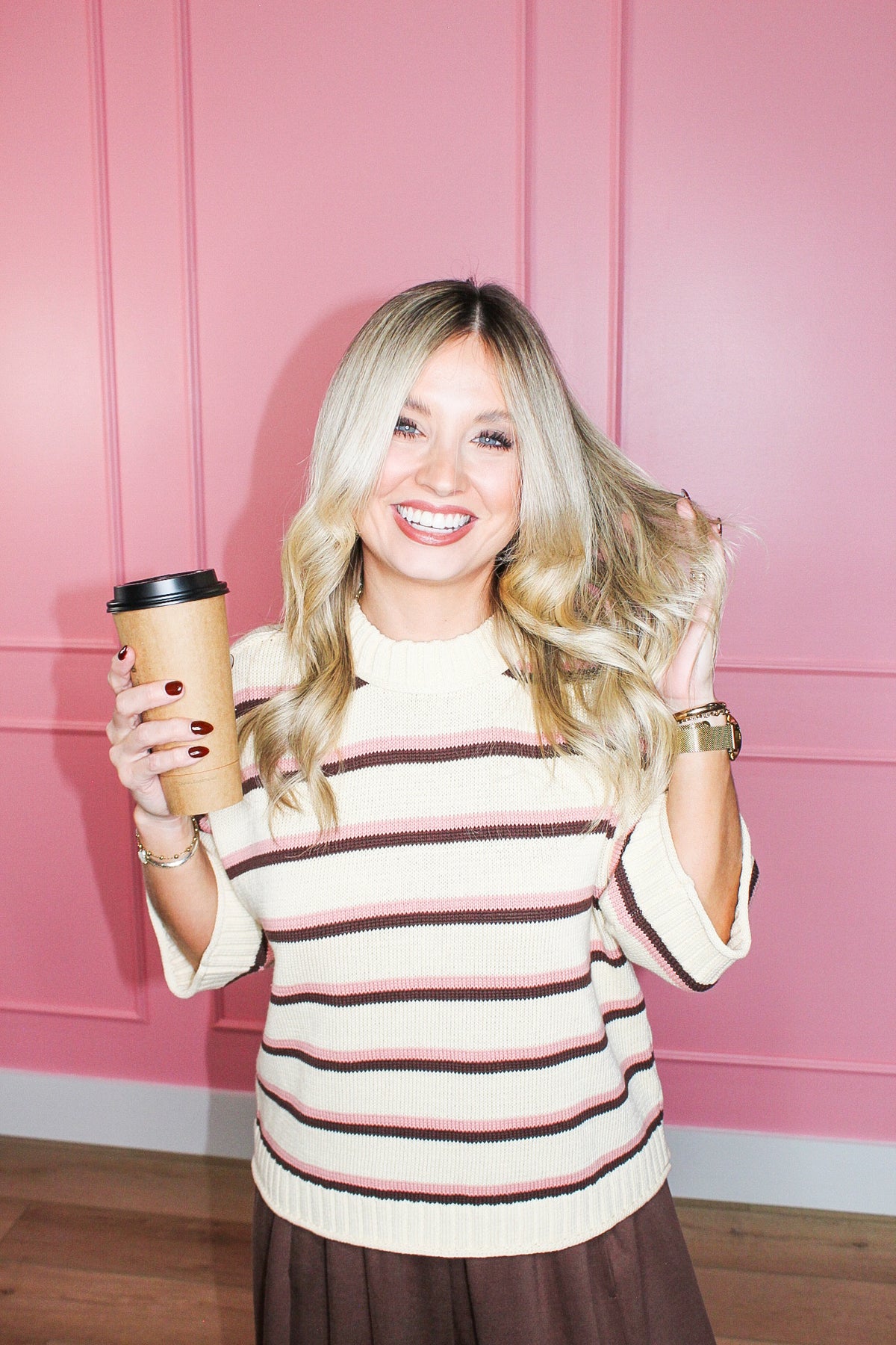 Cocoa & Rose Stripe Sweater in Oatmeal