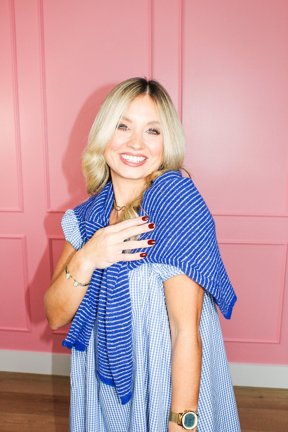 Hometown Sweetheart Gingham Dress in Blue